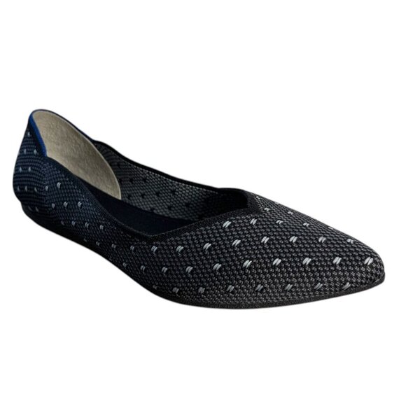EVGLOW Knit Dark Blue Ballet Flat Slip On Polka Dot Comfort Shoes Women's Size 8 - Picture 9 of 9